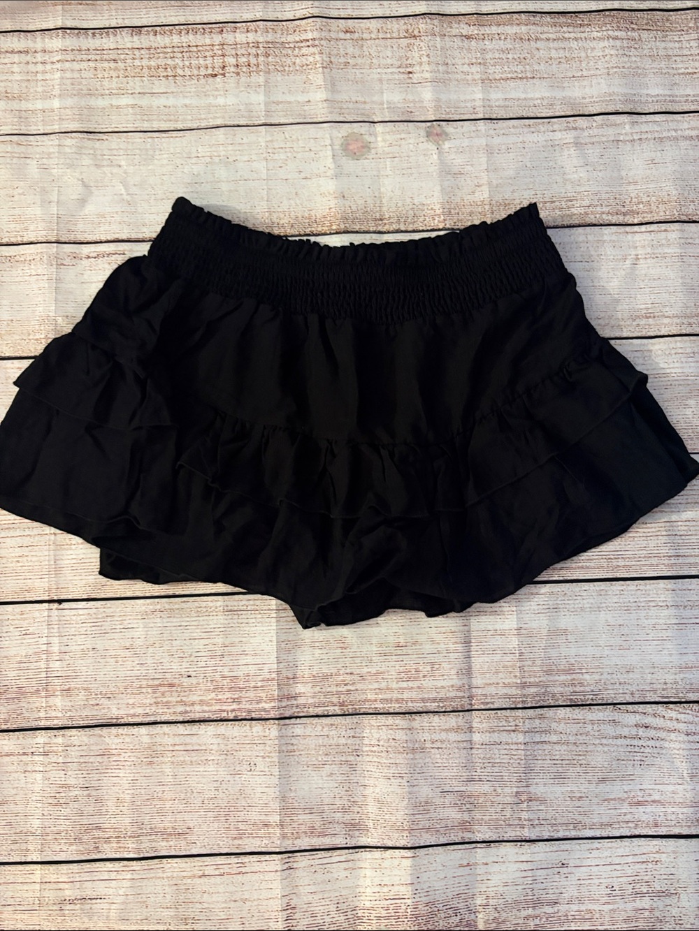 Black Ruffle Tiered Women's Shorts